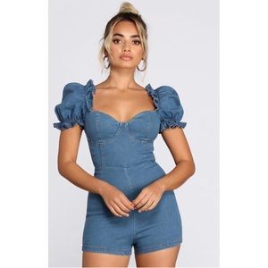 Denim Romper Never Worn